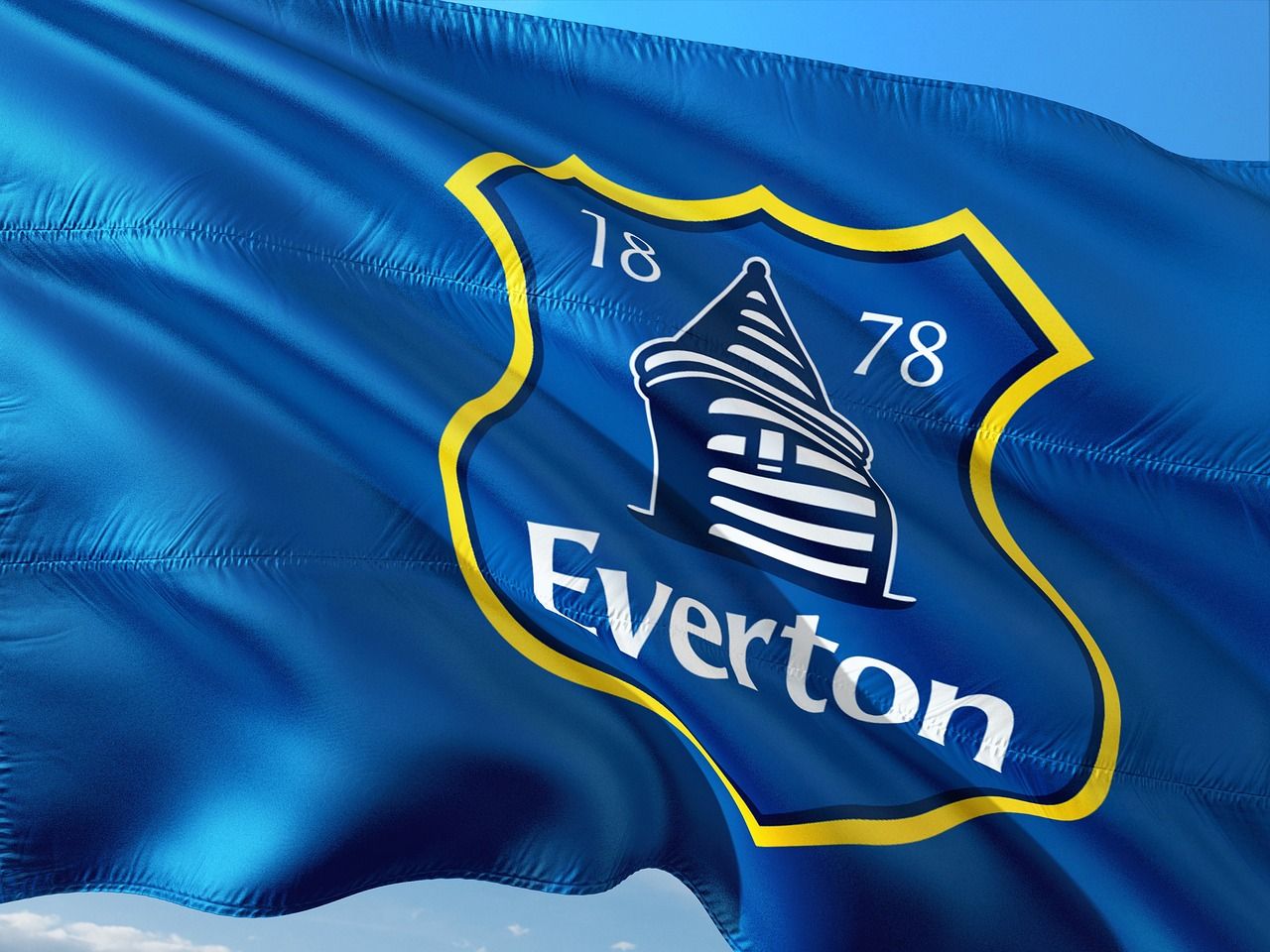 Everton FC flag on a Premier League matchday