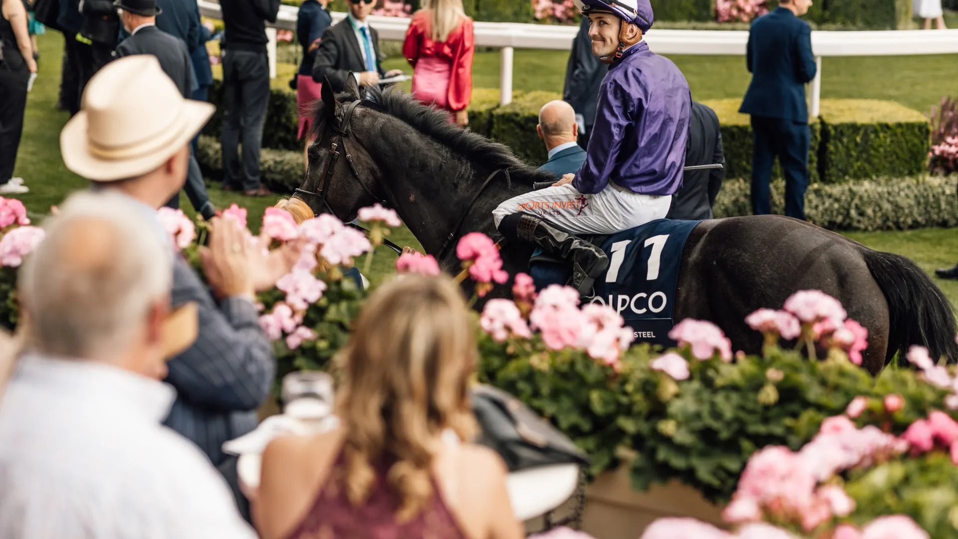 Horse racing action at Ascot Racecourse
