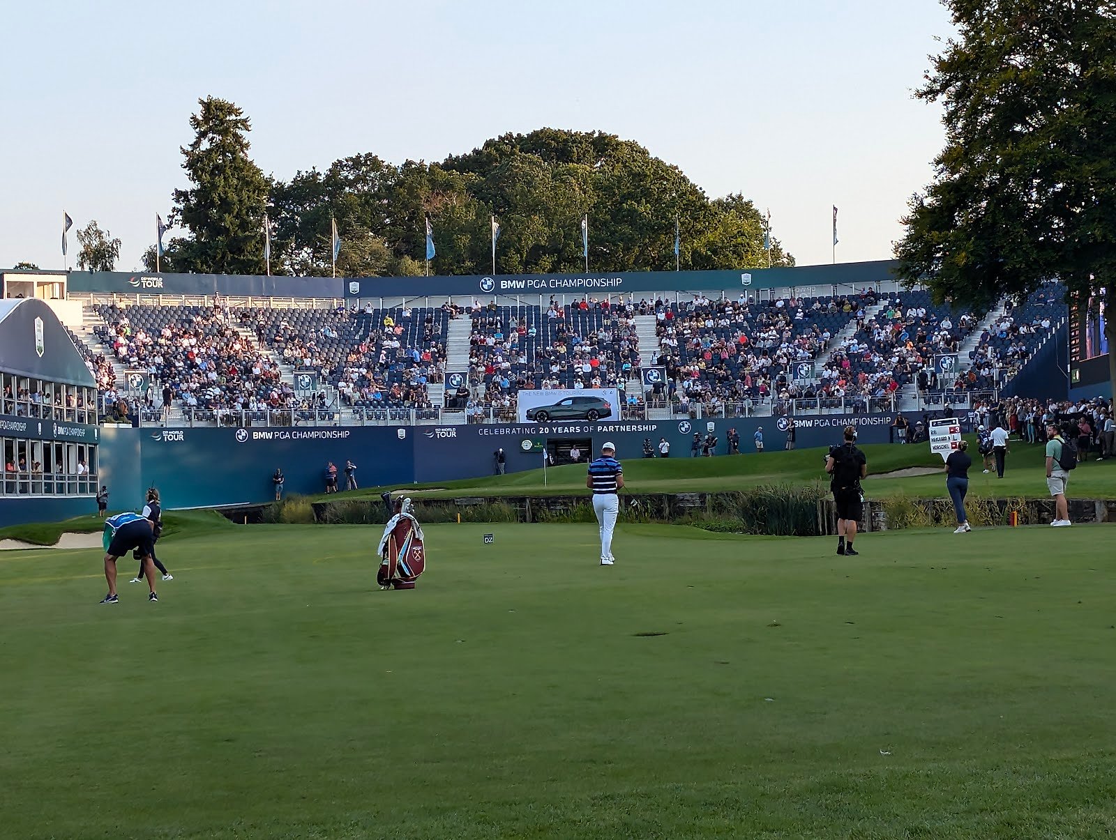 The grandstands around the 18th green at Wentworth