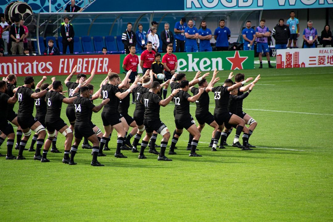 International rugby players lined up before a test match