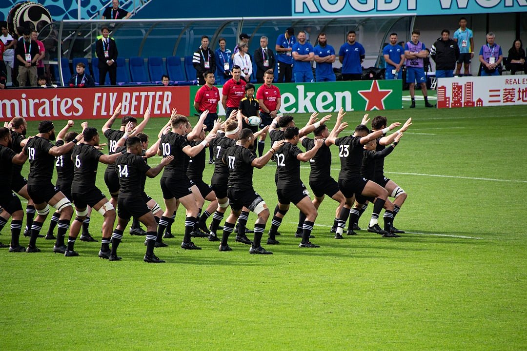 International rugby players lined up before a test match