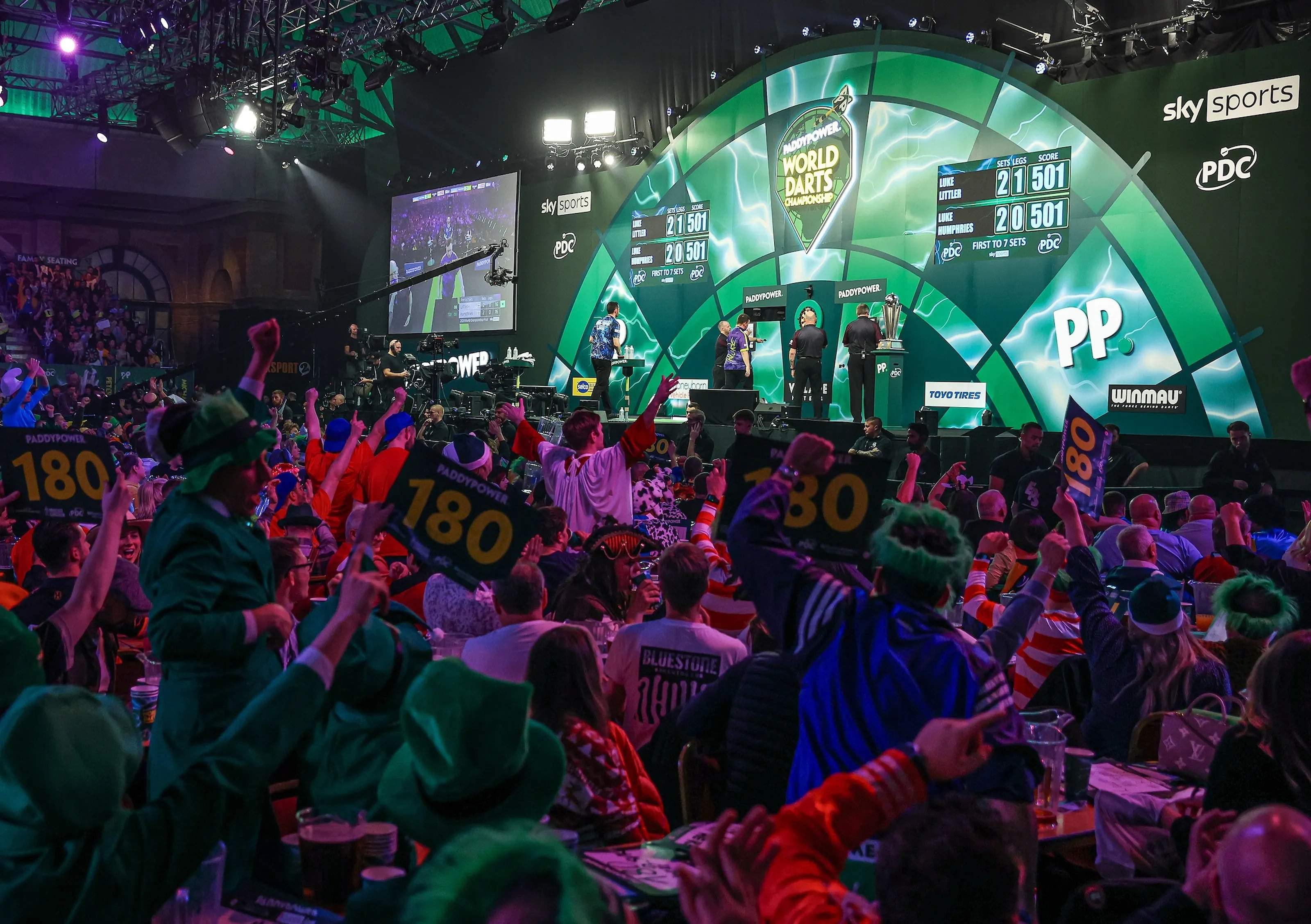 The PDC World Darts Championship stage and crowd at Alexandra Palace
