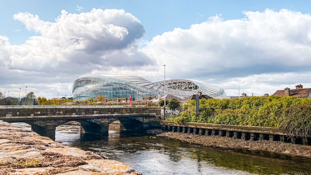 The Aviva Stadium exterior in Dublin viewed from the riverside