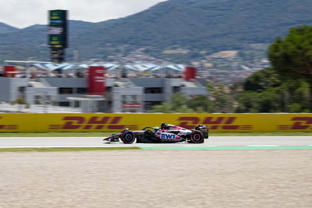 Formula 1 car racing at the Spanish Grand Prix at Circuit de Barcelona-Catalunya
