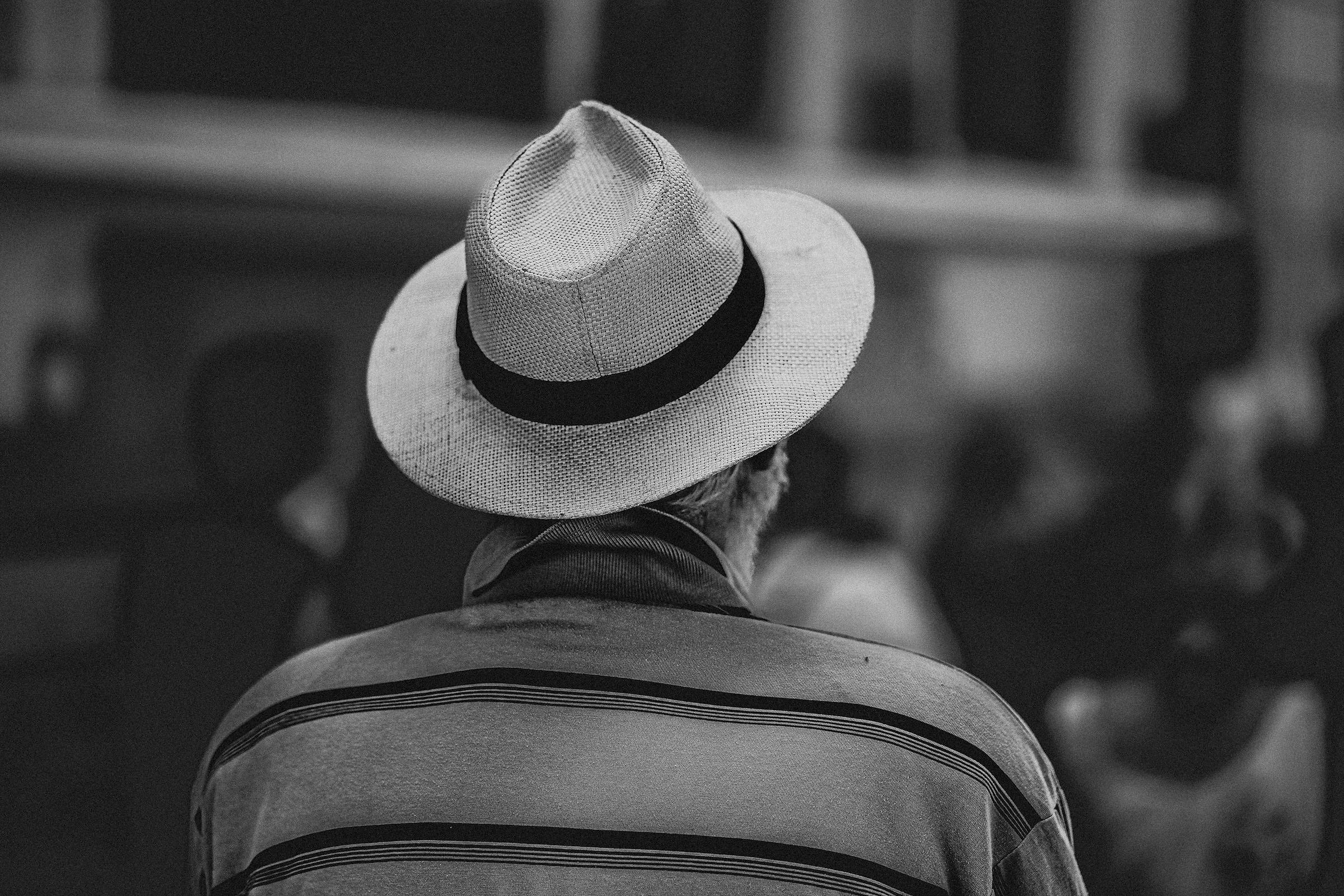 Glorious Goodwood scenes (Man wearing a fedora hat and striped shirt)