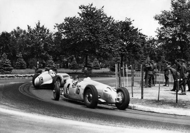 Historic Grand Prix racing car, evoking the pre-war era of European motorsport