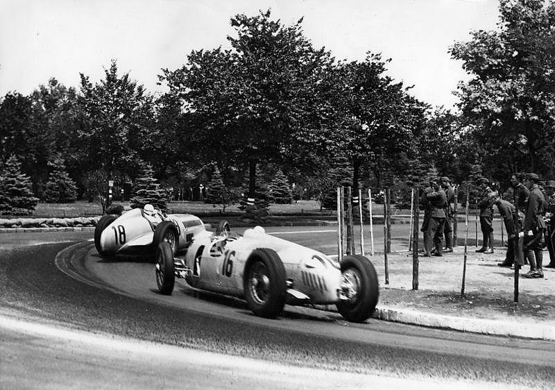 Historic Grand Prix racing car, evoking the pre-war era of European motorsport