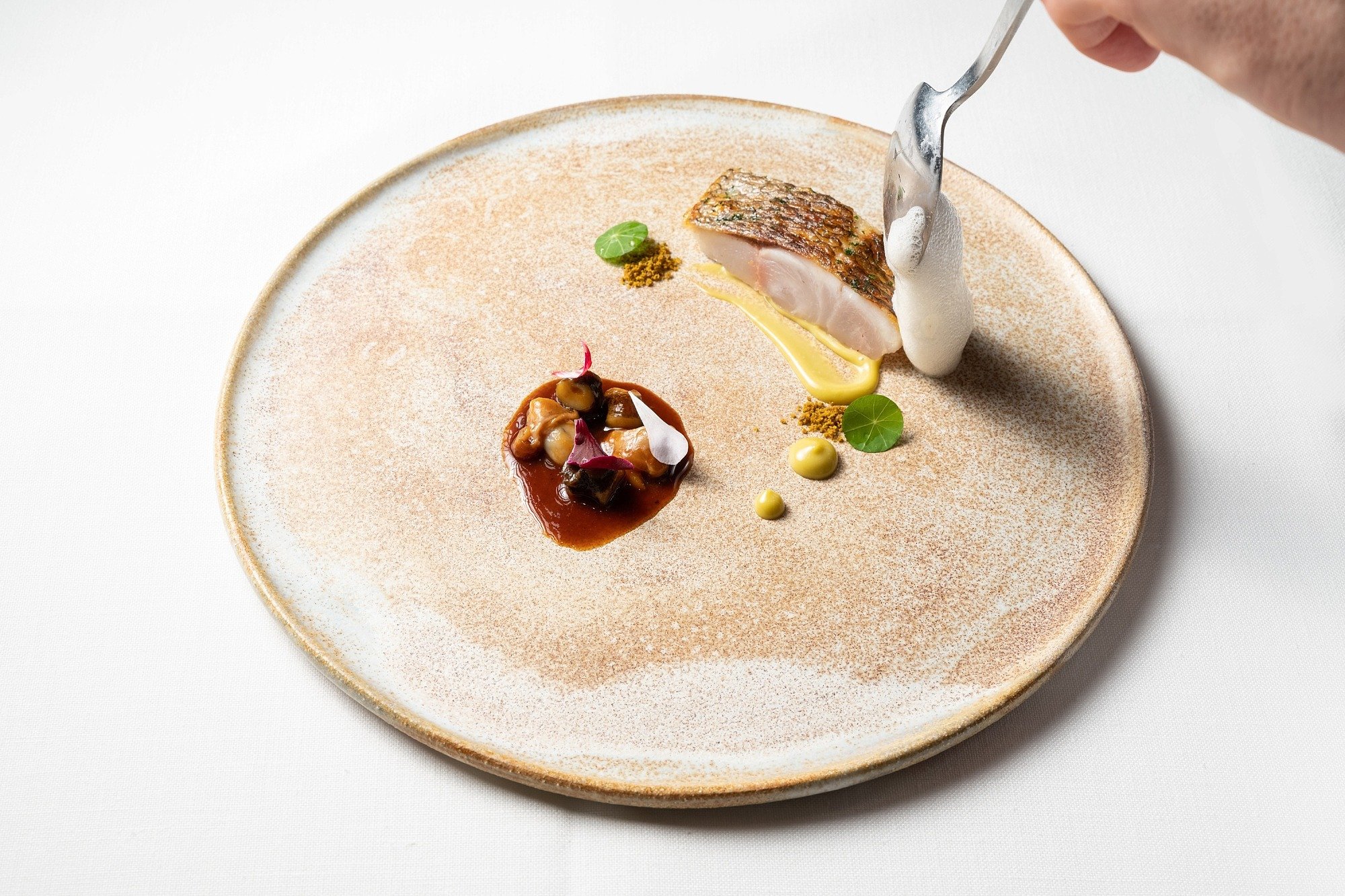 Fine dining dish with artistic plating