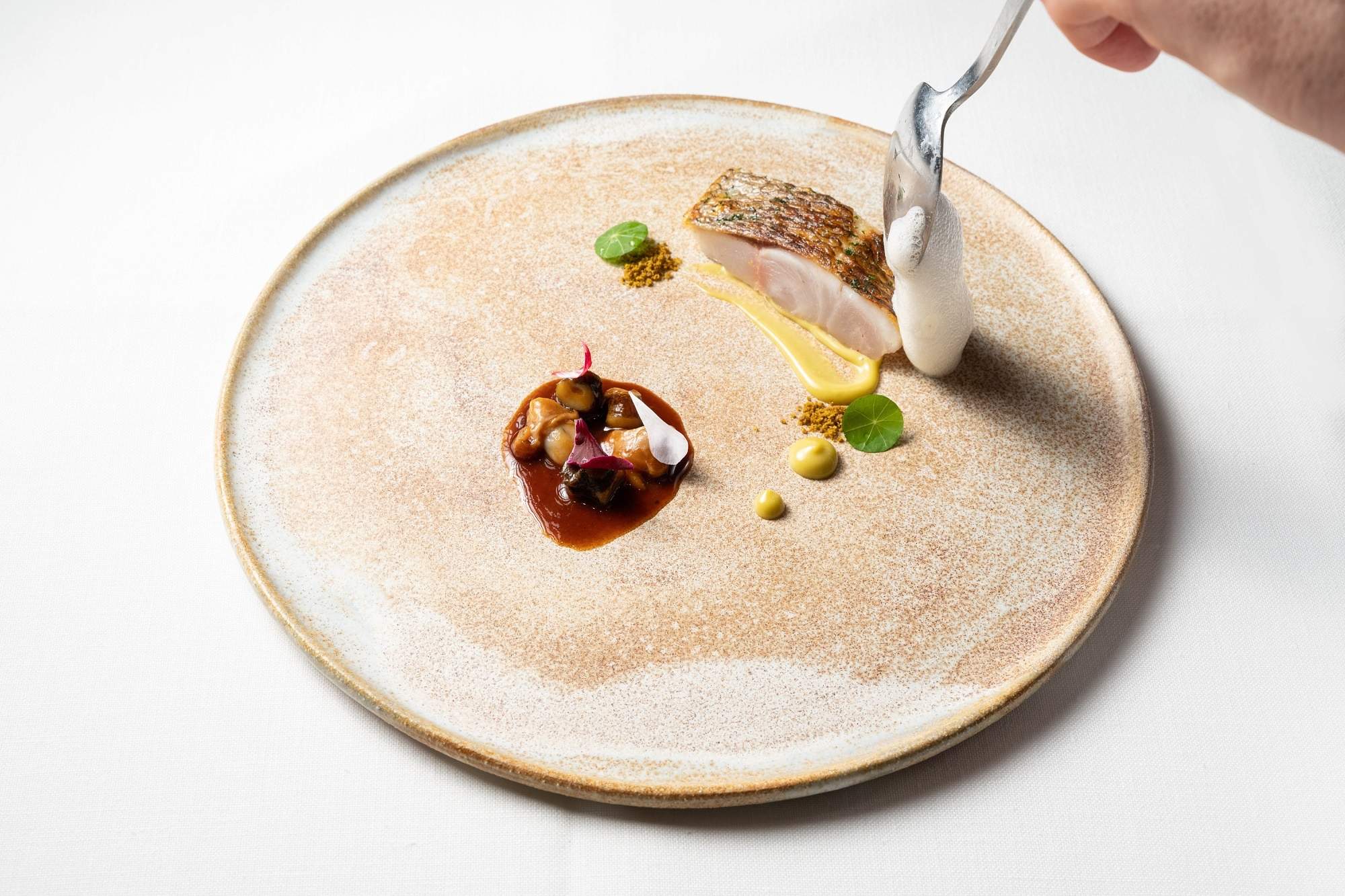 Fine dining dish with artistic plating