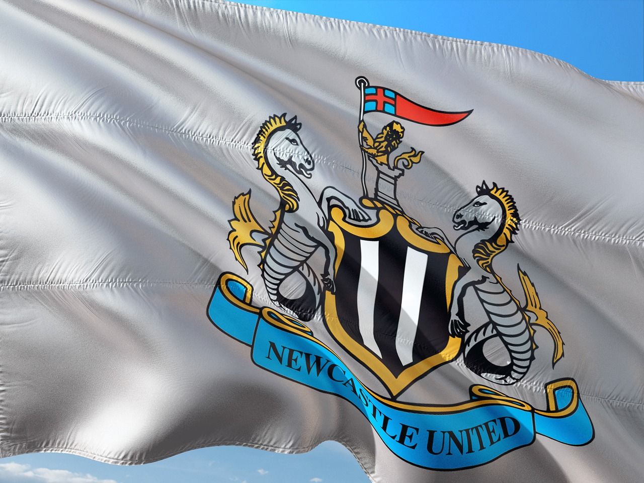 Newcastle United flag and banner at a football match