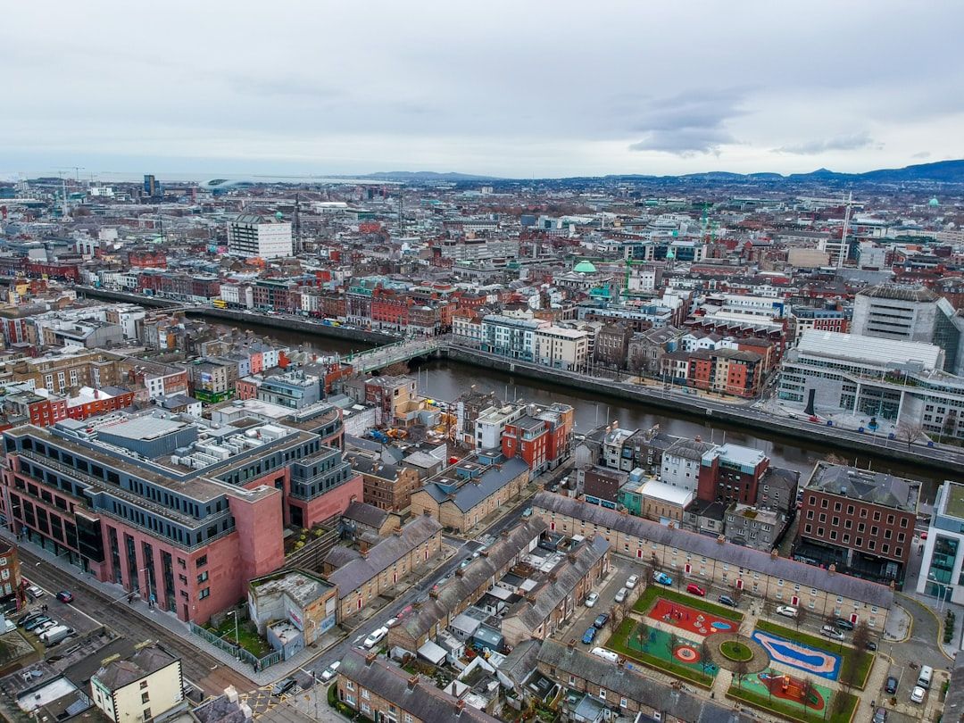 Aerial view of Dublin city, home to the Aviva Stadium