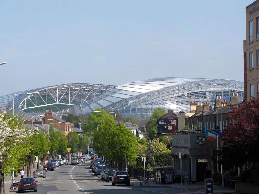 Exterior street view of the Aviva Stadium in Dublin