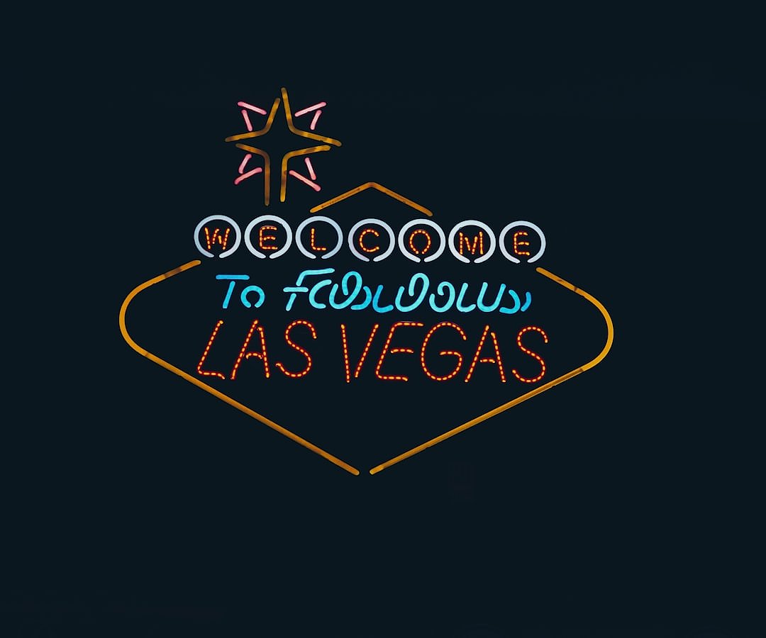 The iconic Welcome to Las Vegas neon sign at night
