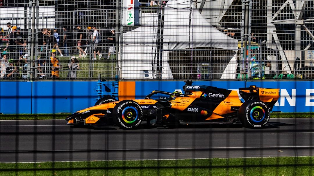 McLaren Formula 1 car on track, the team that won the 2024 Miami Grand Prix