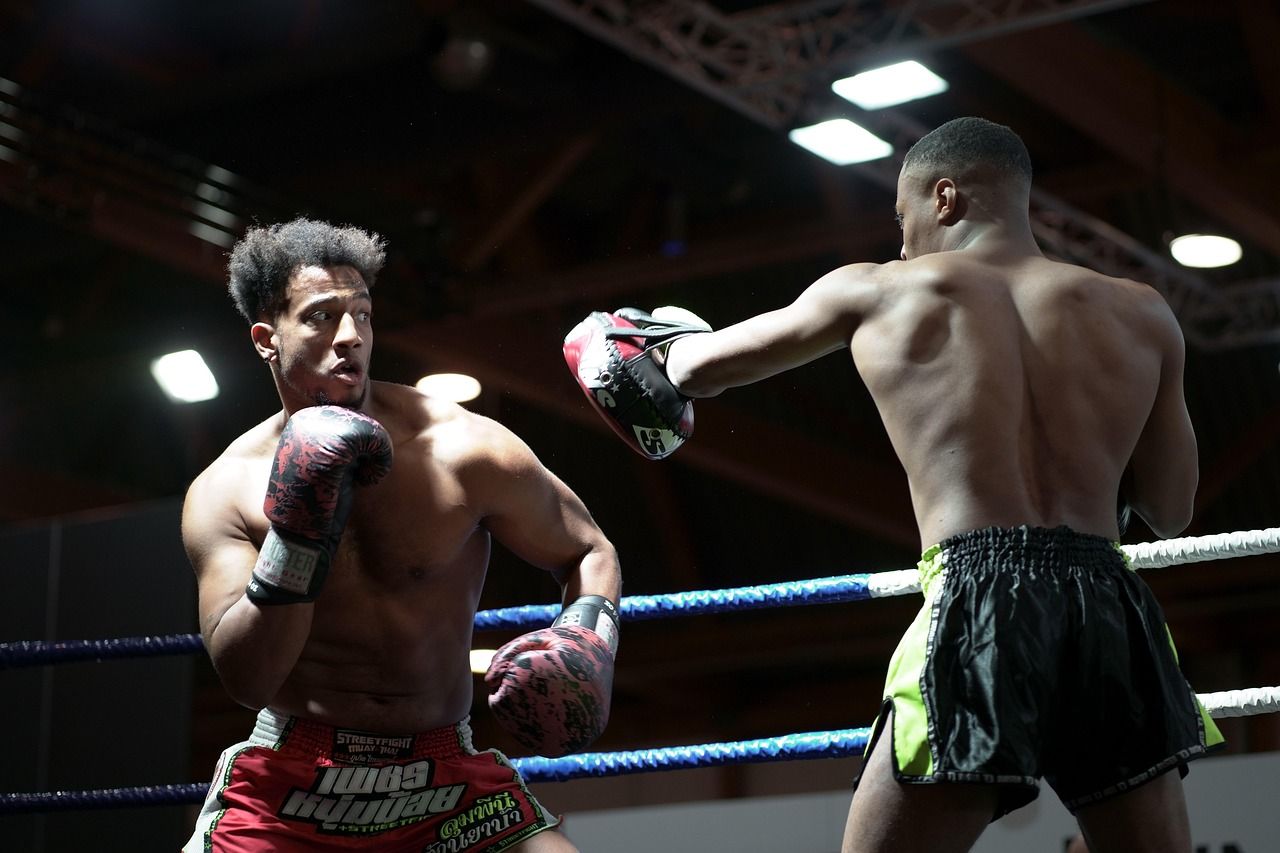 Two boxers in action during a professional bout