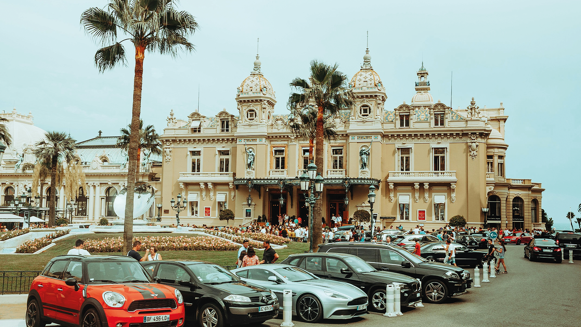 Casino de Monte-Carlo with the Garnier facade and palm-lined square in front