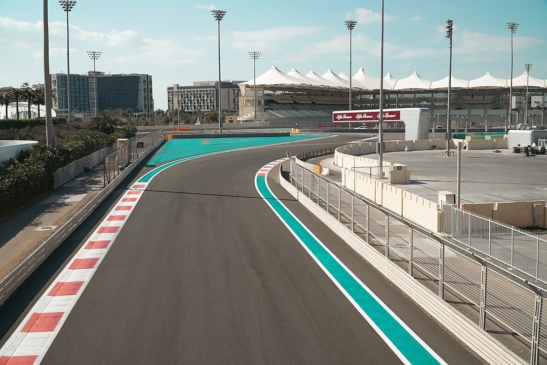 Yas Marina Circuit viewed from a distance during the Abu Dhabi Grand Prix