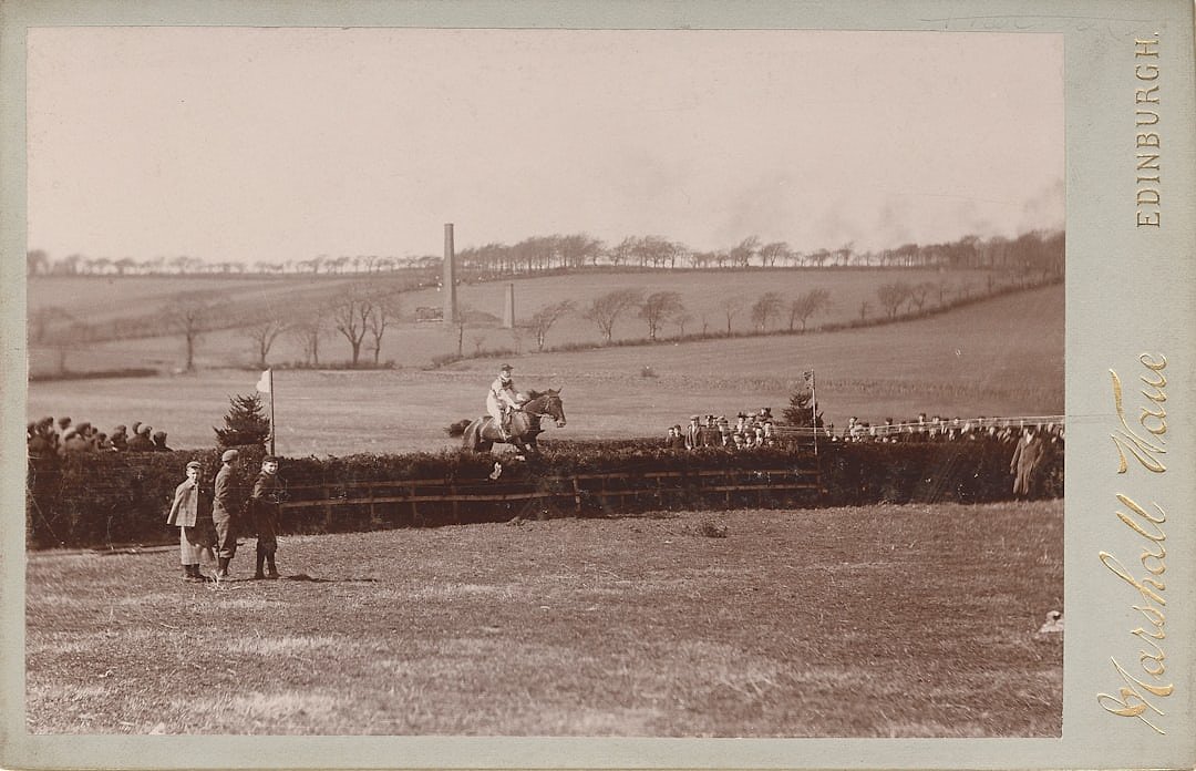 Vintage horse racing scene from the mid-twentieth century
