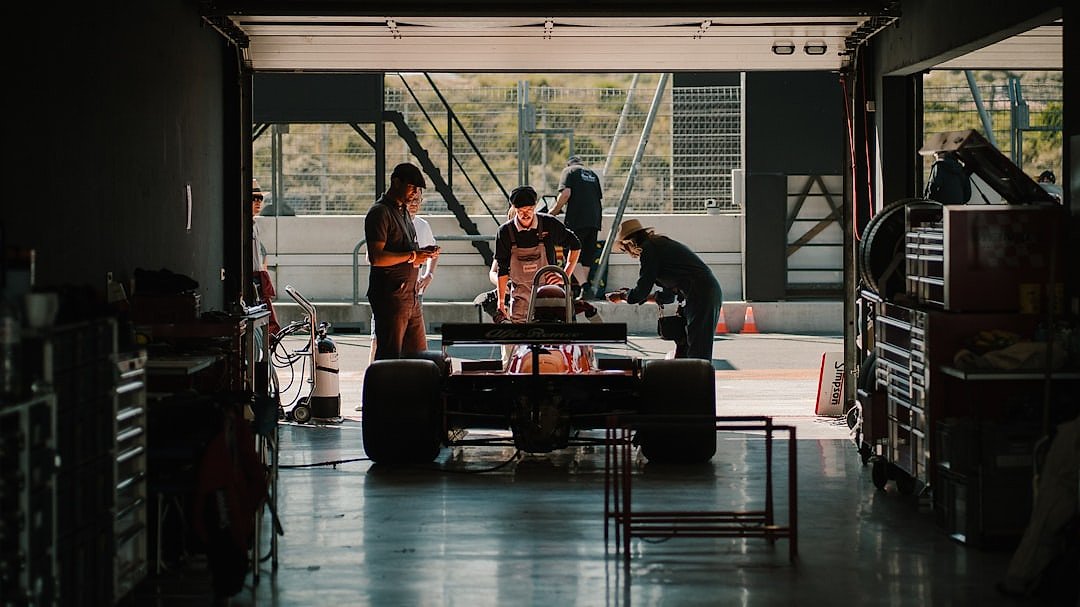 A historic garage scene at Zandvoort, reflecting the circuit's long and sometimes tragic history
