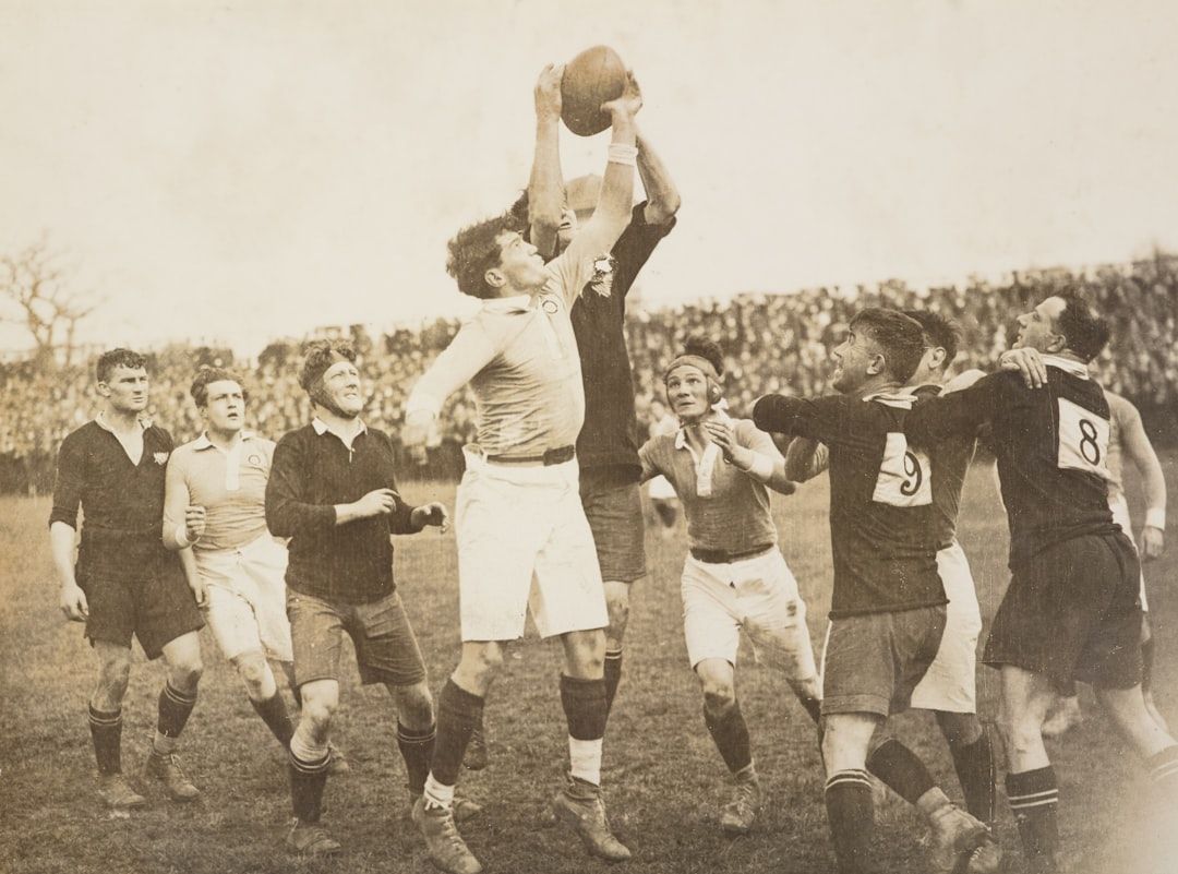 Historical rugby lineout from an early twentieth century international match