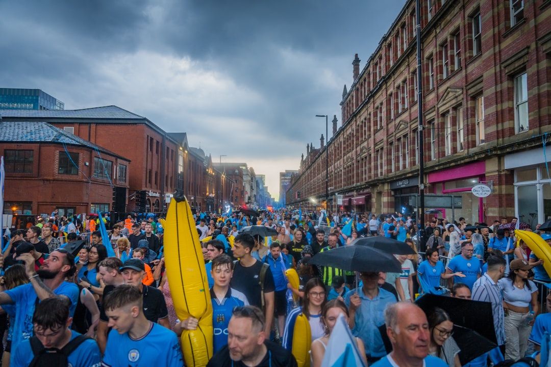 Manchester City trophy parade celebration through the streets