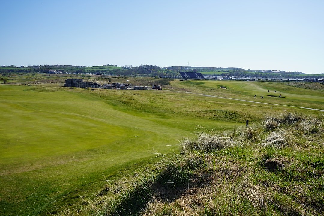 A links golf course prepared for The Open Championship