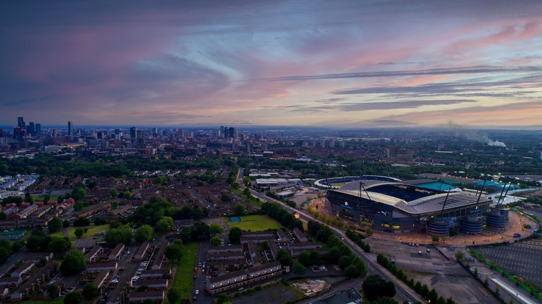 Aerial view of the Etihad Stadium in east Manchester