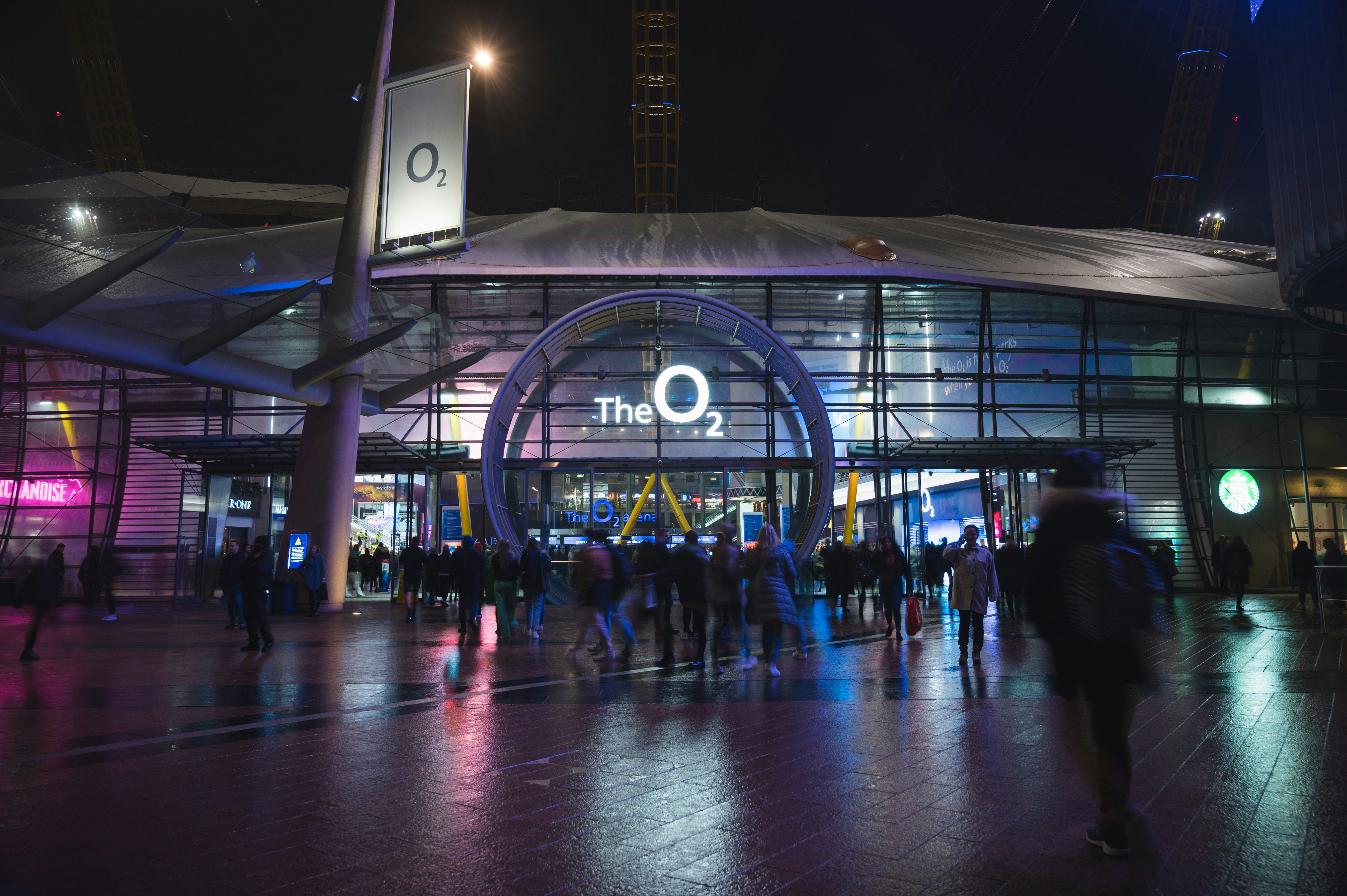O2 Arena at night