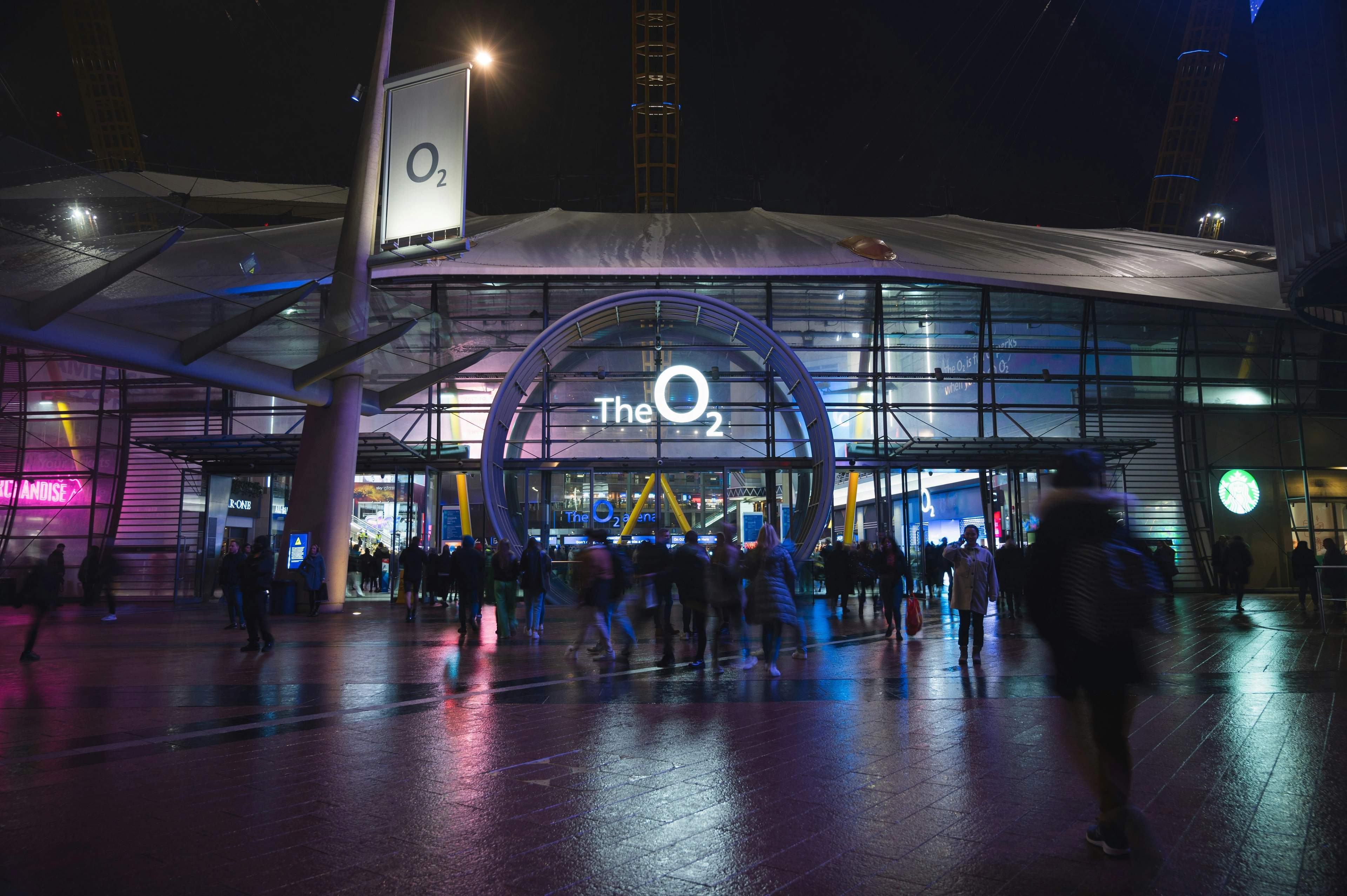 O2 Arena at night