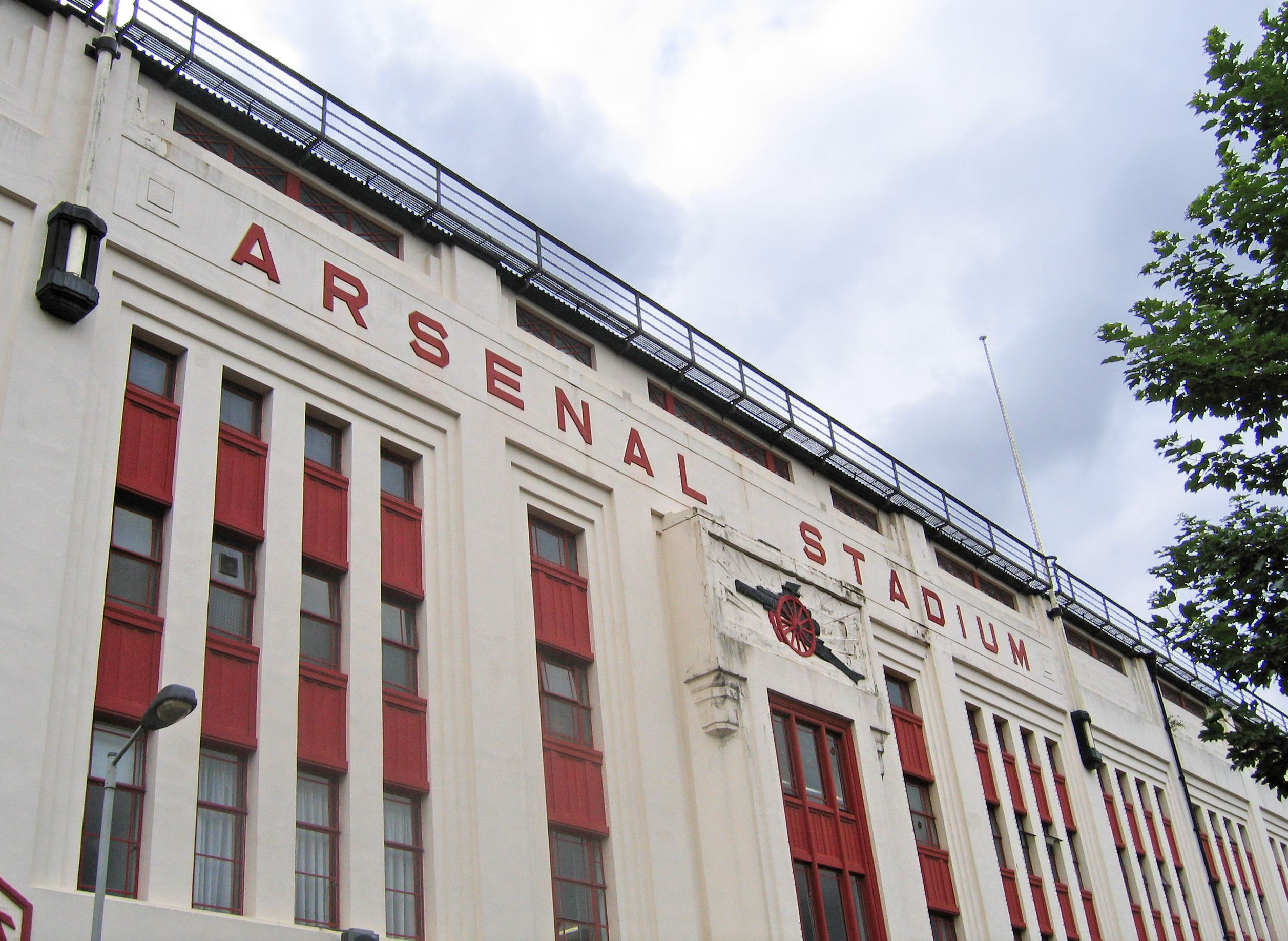 Arsenal Stadium lettering on the Art Deco East Stand at Highbury