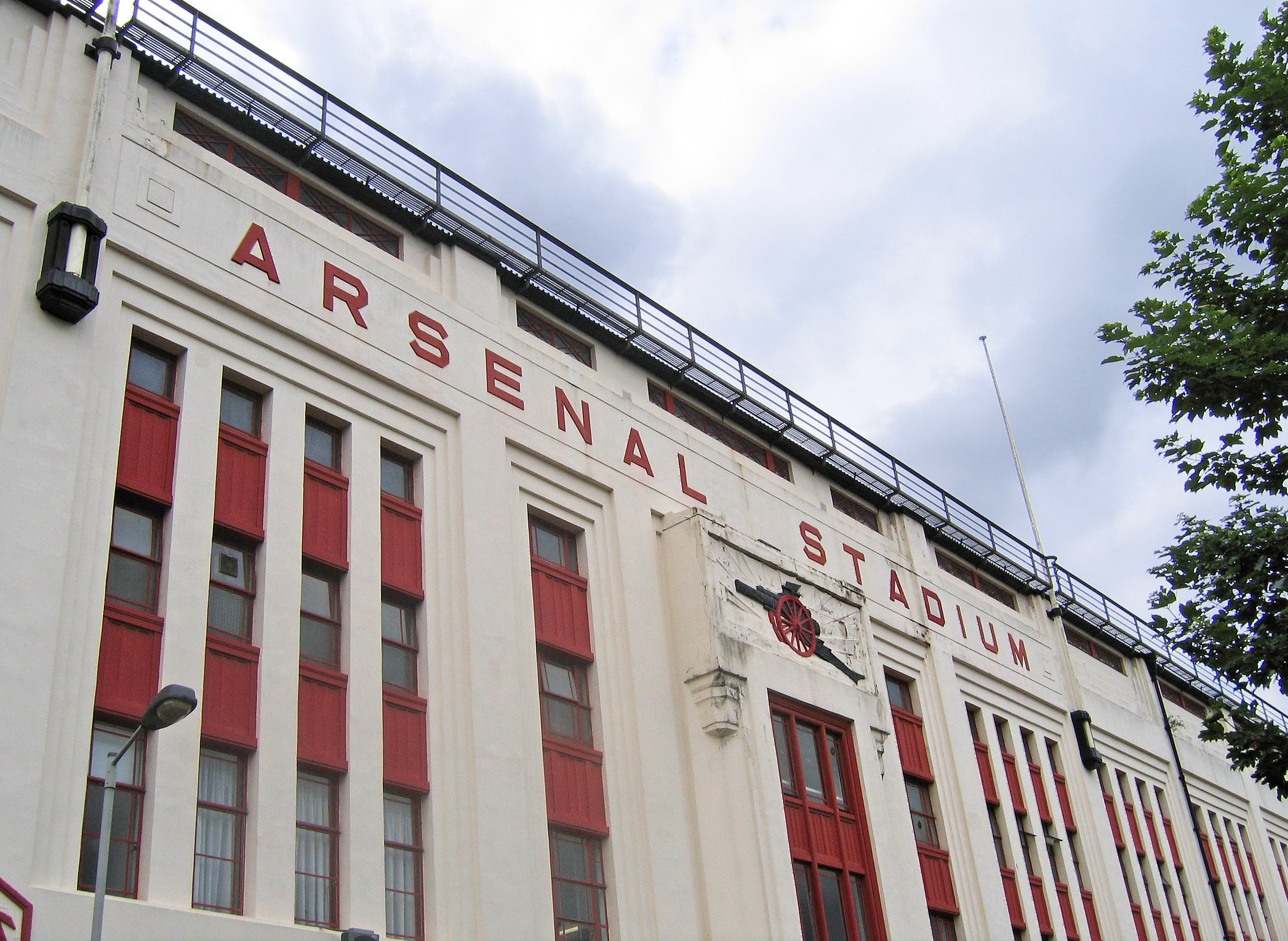 Arsenal Stadium lettering on the Art Deco East Stand at Highbury