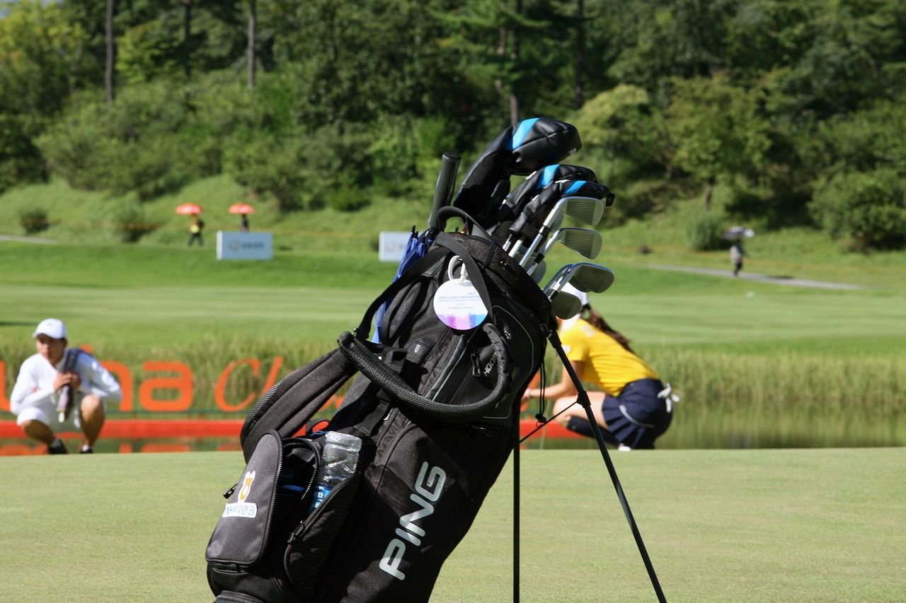 Golf tournament spectators and players on a championship course