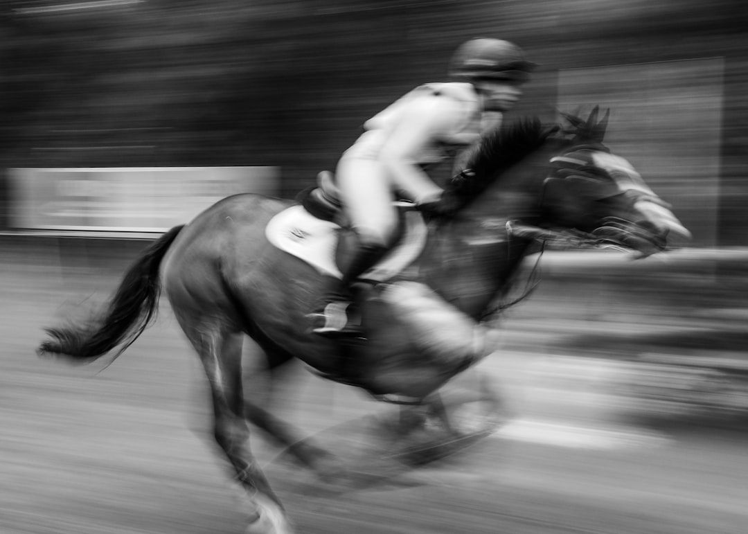 Jockey riding at full gallop during a horse race