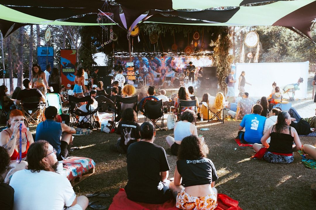 Early outdoor gathering at Glastonbury Festival