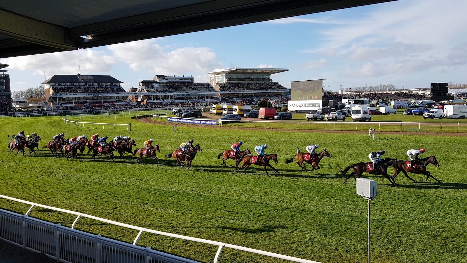 Aintree Racecourse stands and crowd on Grand National day