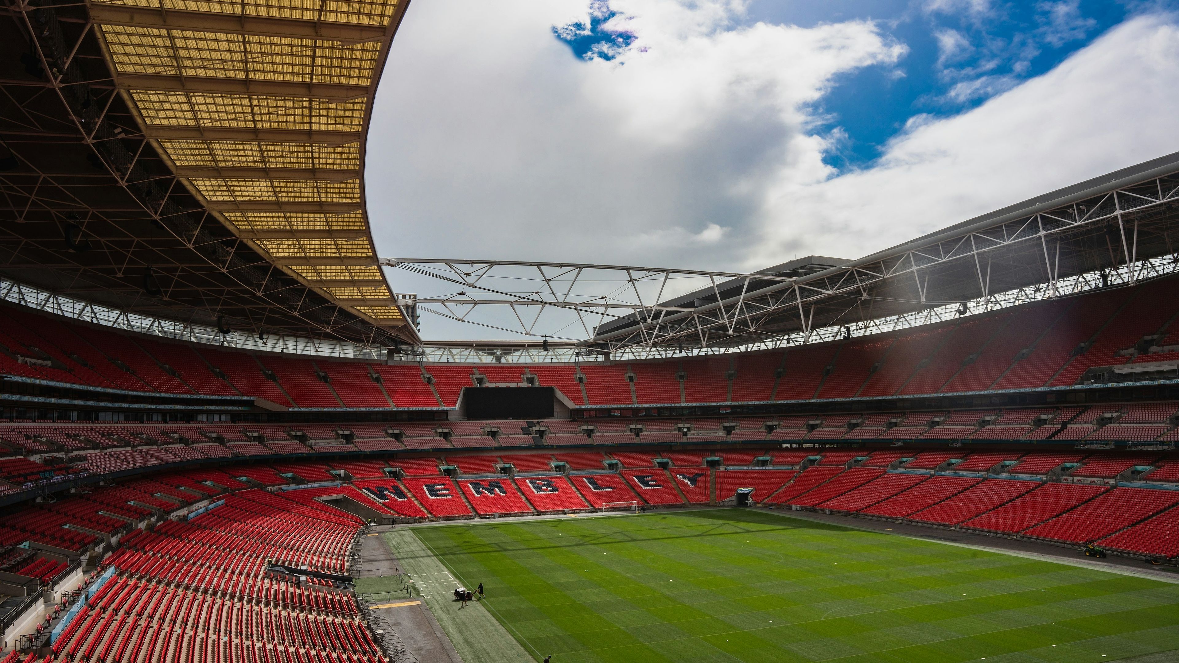 View of a stadium pitch from the hospitality seating