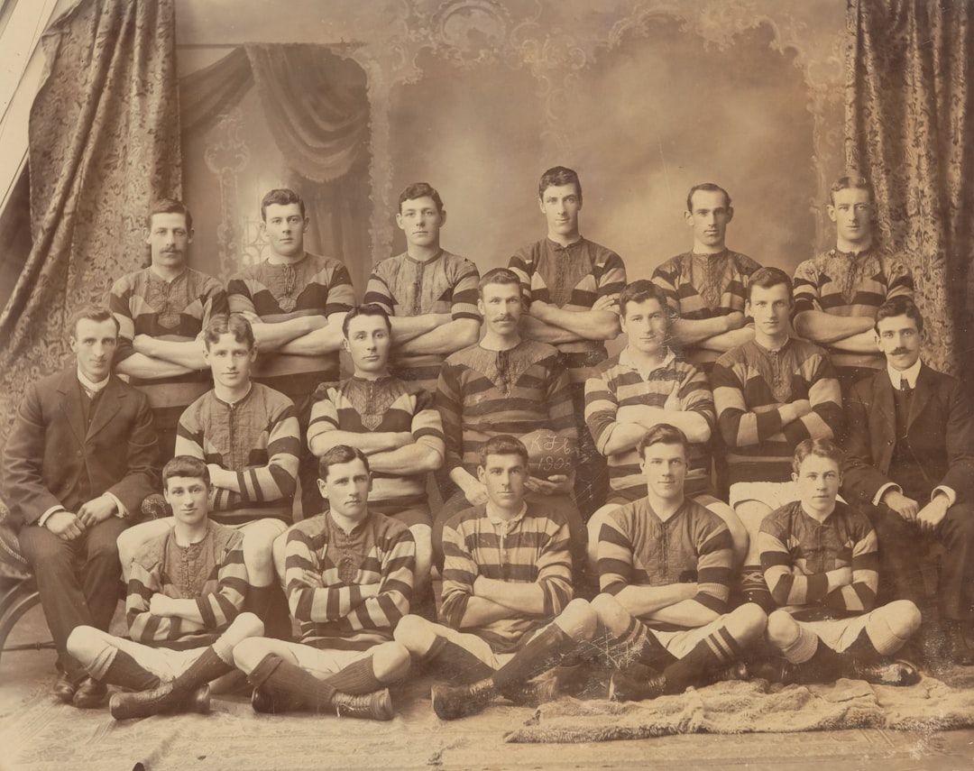Vintage rugby team portrait from the early 1900s, evoking the origins of international rugby