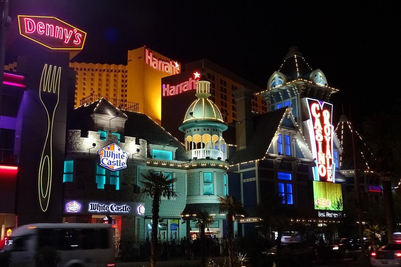 The Las Vegas Strip illuminated at night, home to Elton John's long-running residency shows