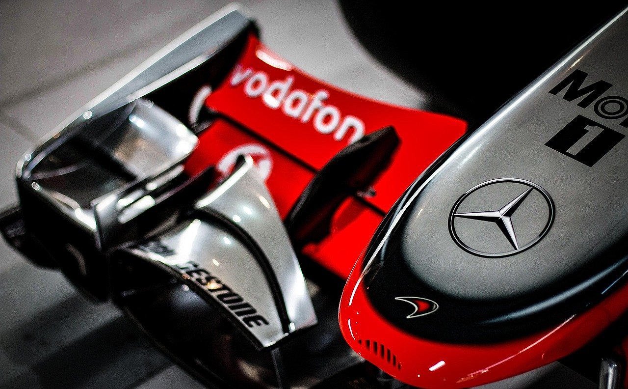 Mercedes Formula 1 car racing at speed