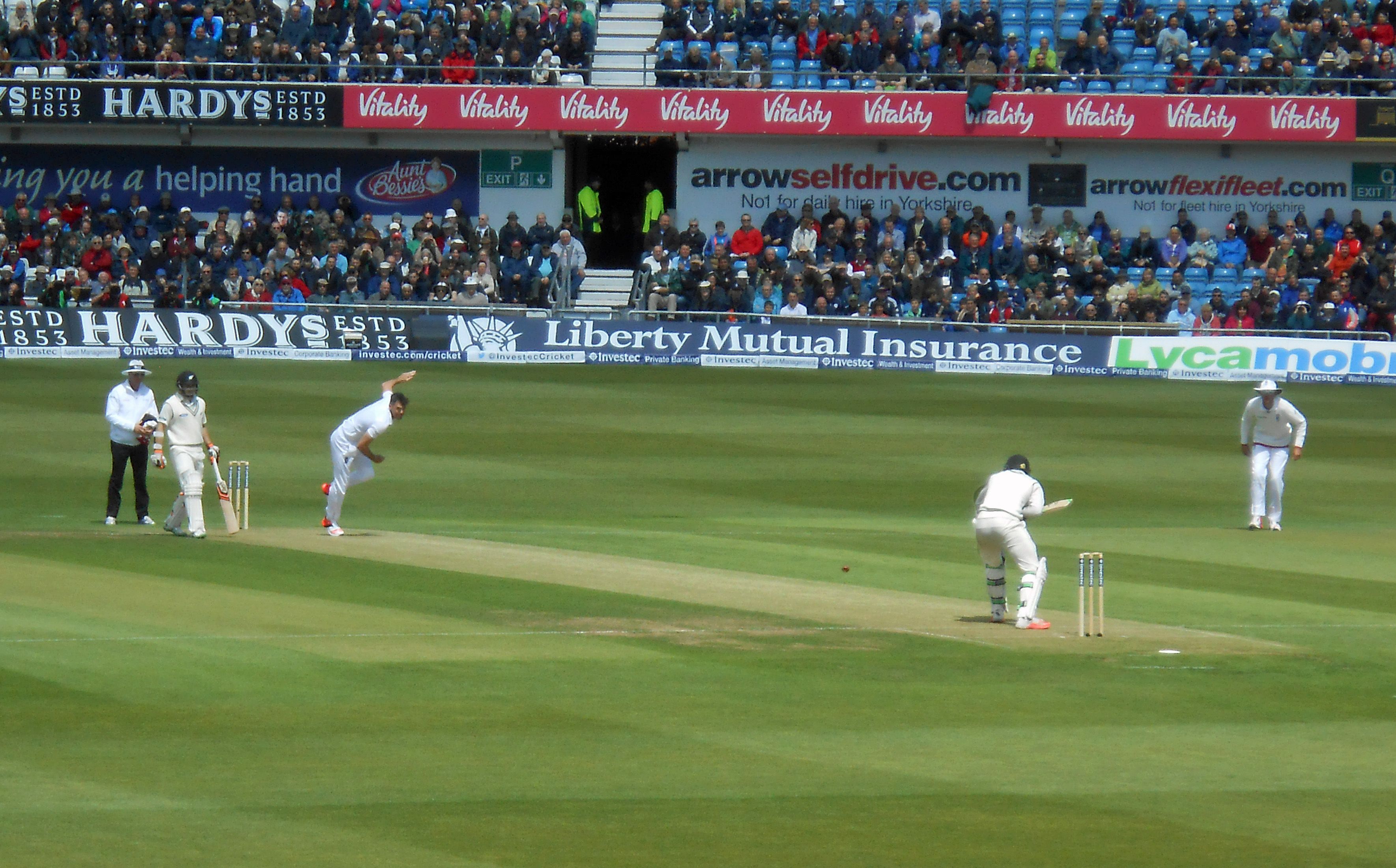 James Anderson bowling for England against New Zealand