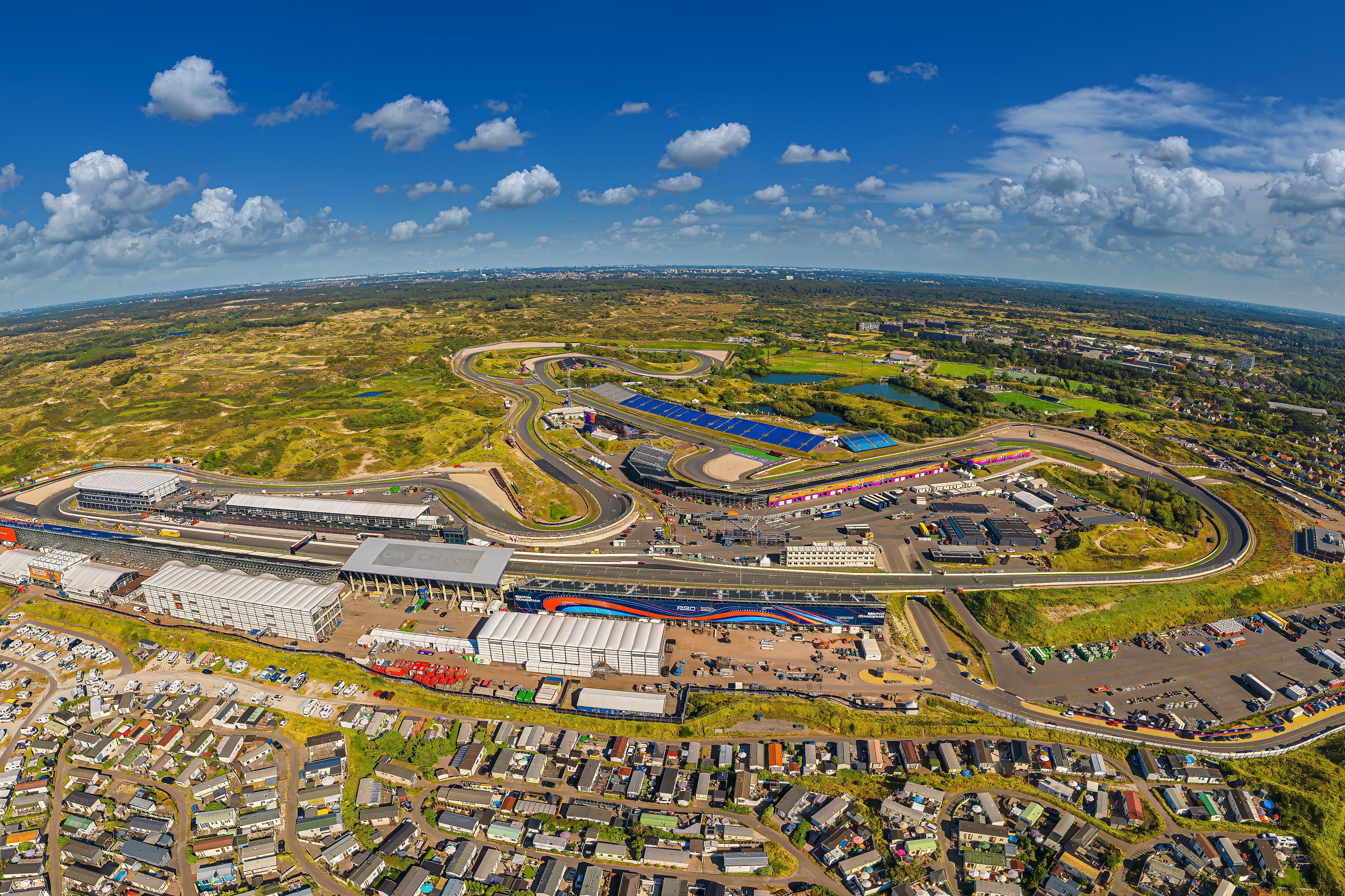 Circuit Zandvoort's banked corners from the grandstand