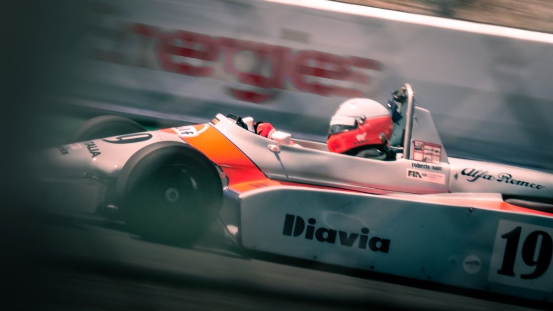 Formula 1 car in racing action at Silverstone Circuit