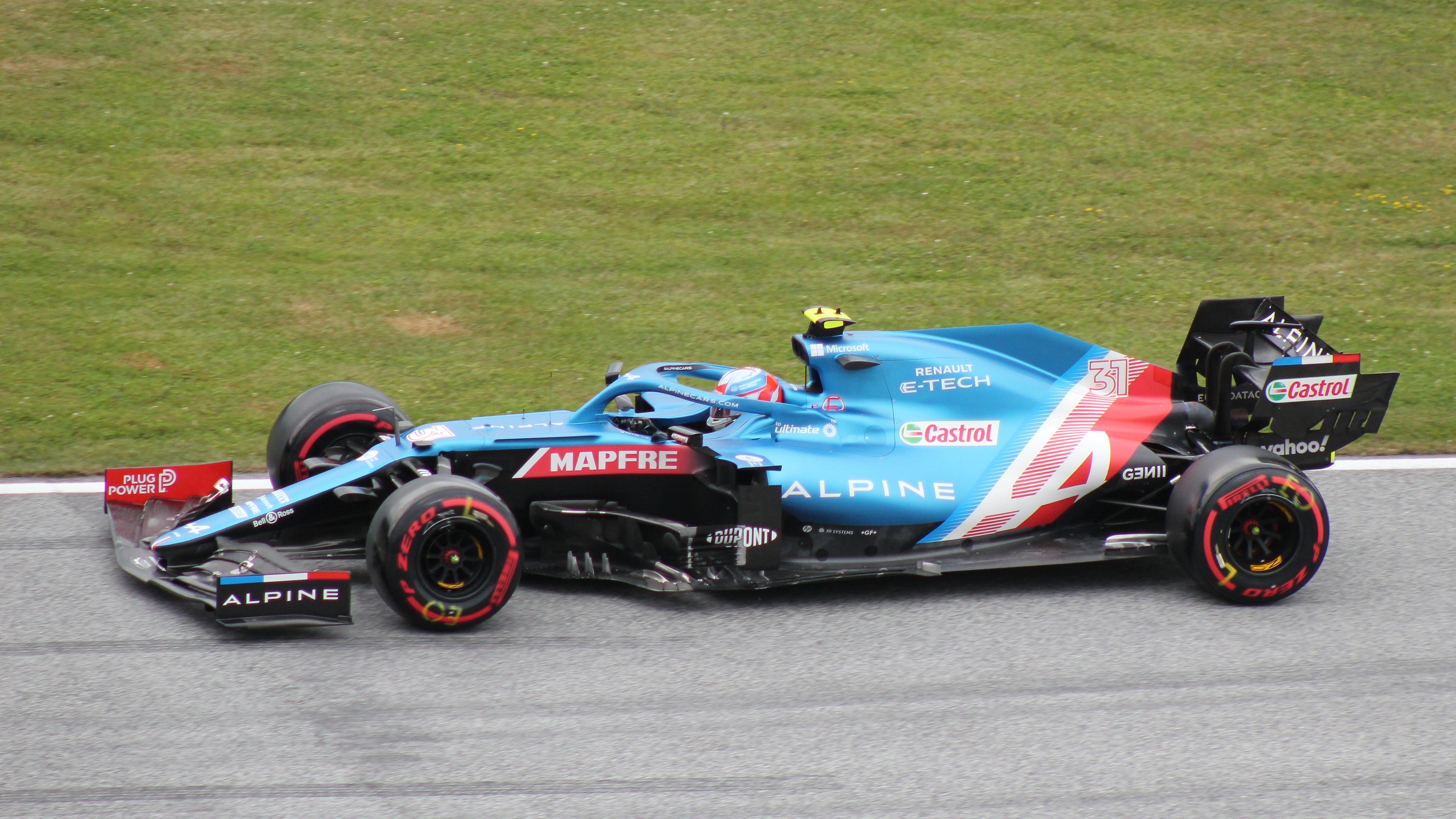 Close-up of a Formula One car, capturing the detail and intensity of modern racing
