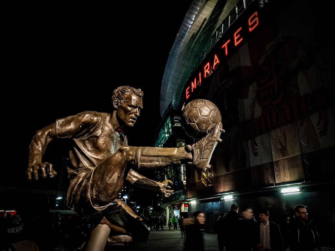 Statue outside the former Highbury stadium commemorating Arsenal's heritage