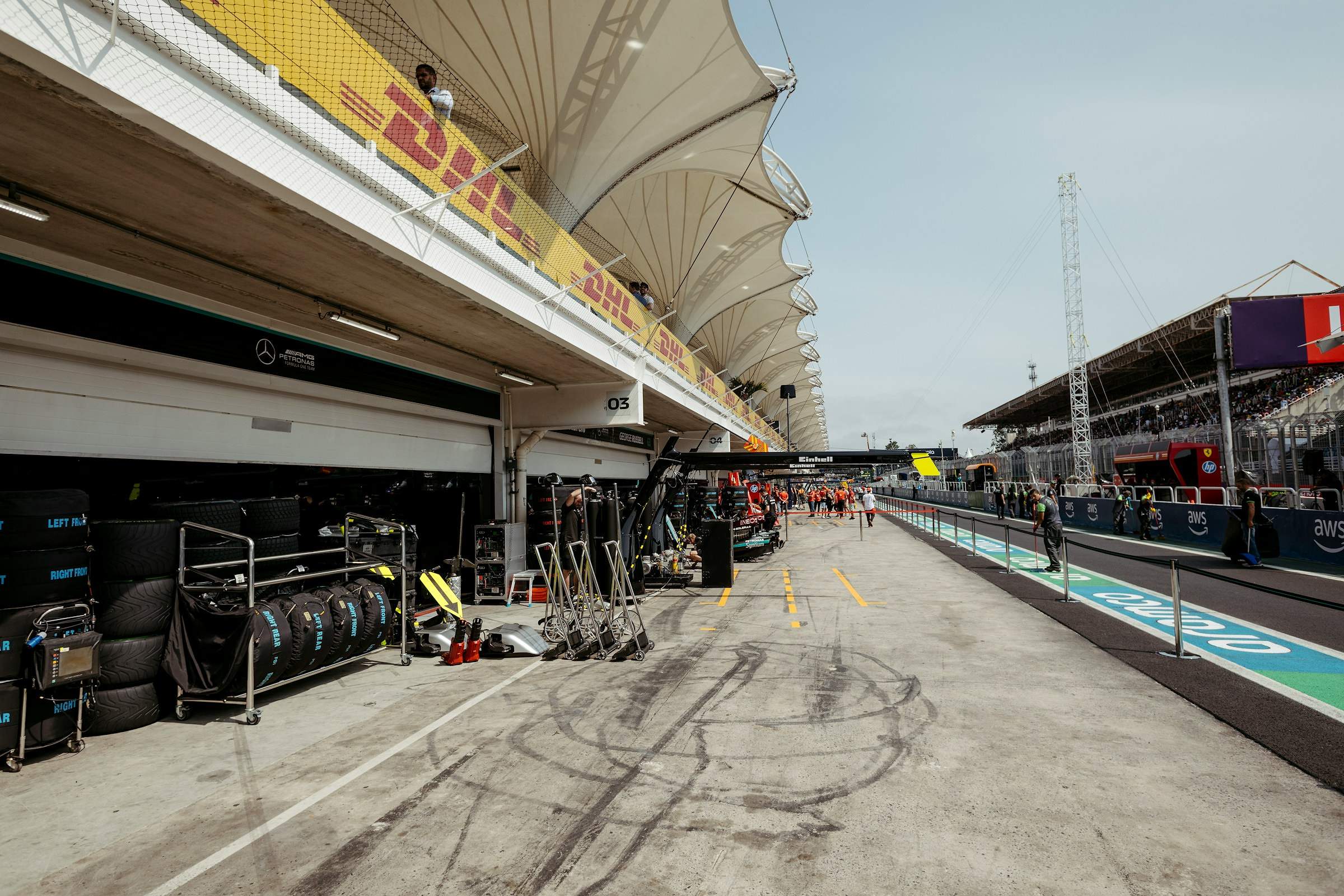 Formula 1 Grand Prix racing on the circuit