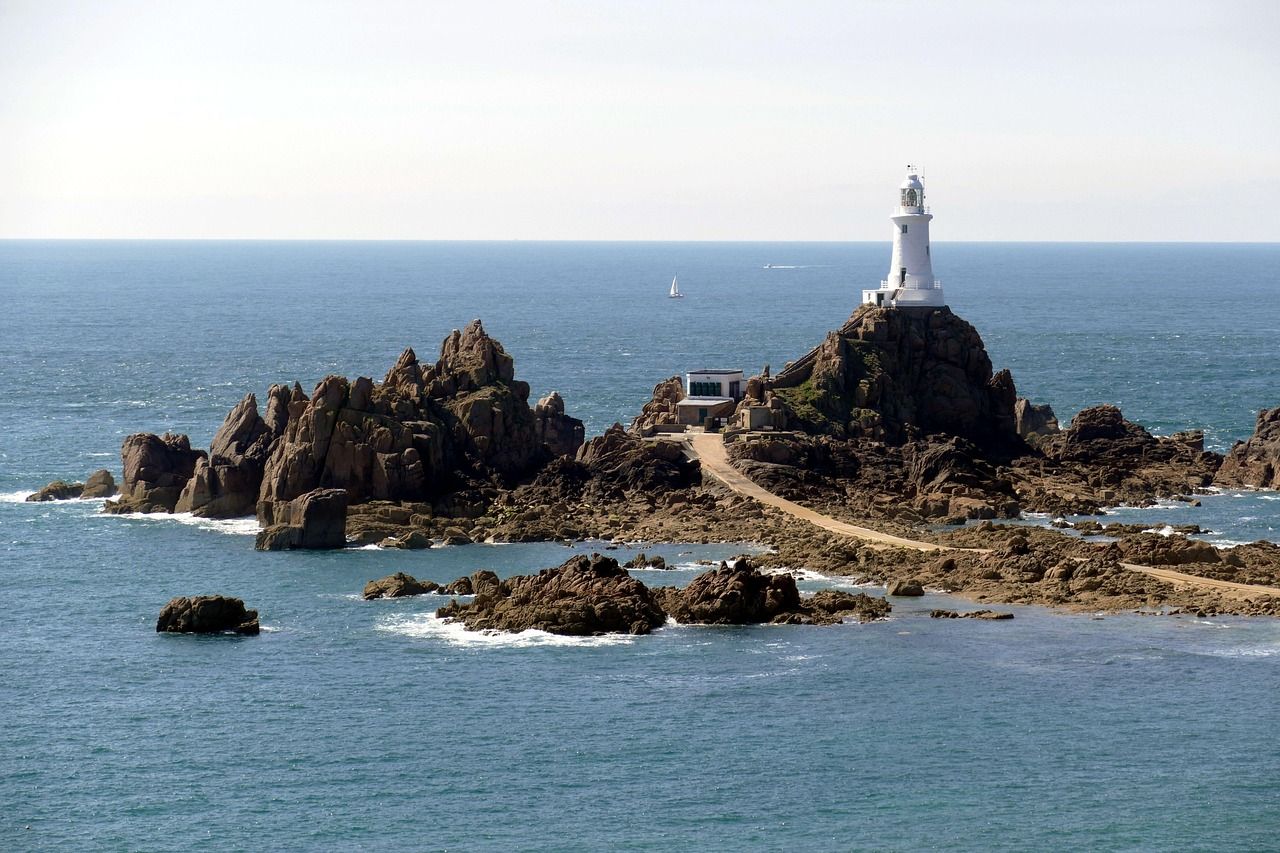 Jersey lighthouse and coastline, a landmark of the island's scenic beauty