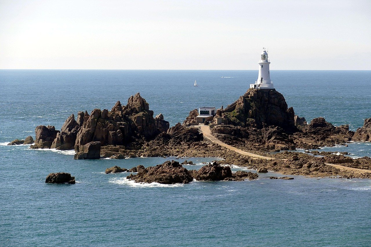 Jersey lighthouse and coastline, a landmark of the island's scenic beauty