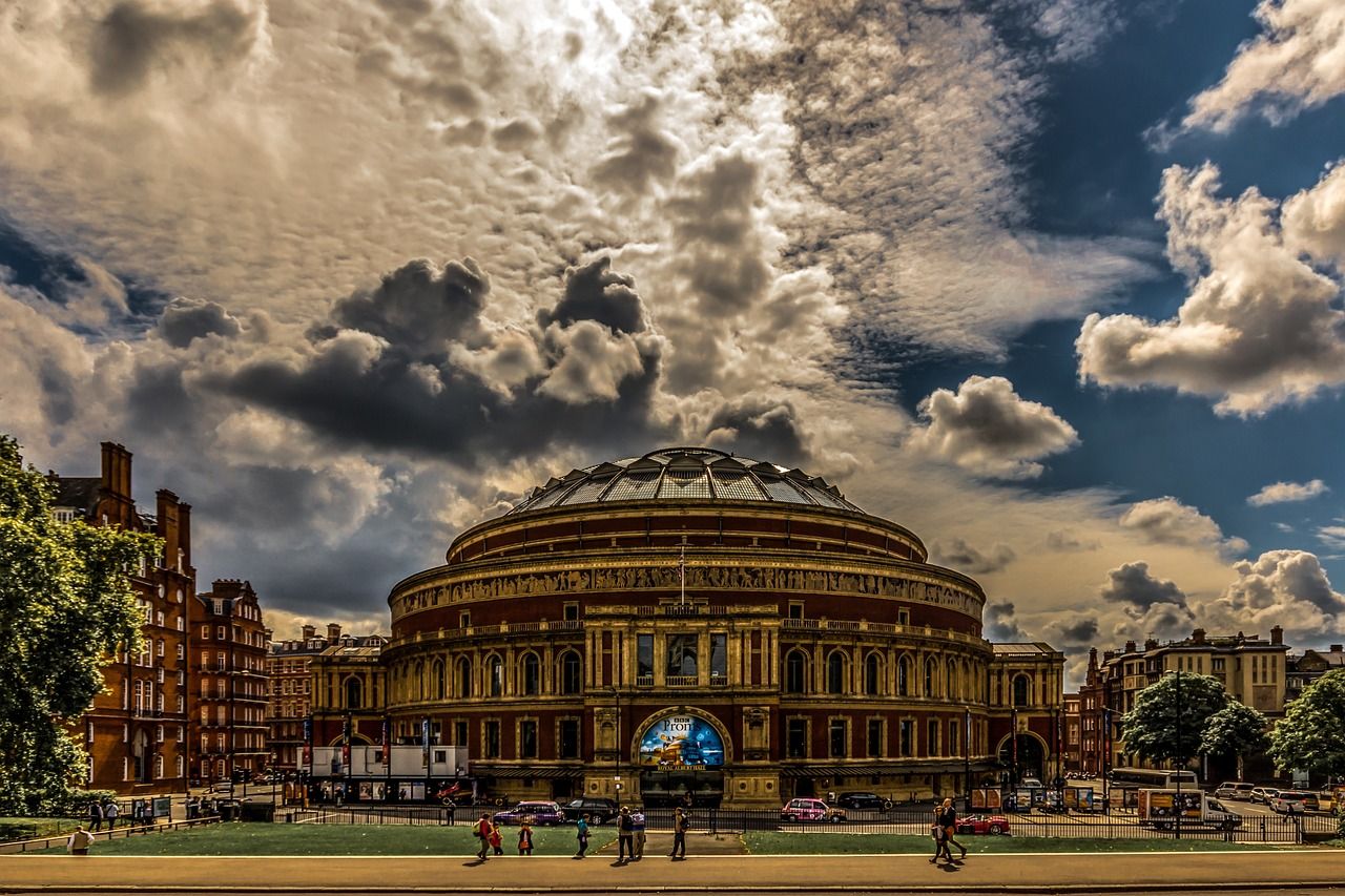 Royal Albert Hall exterior in London, home to Eric Clapton's legendary annual residencies