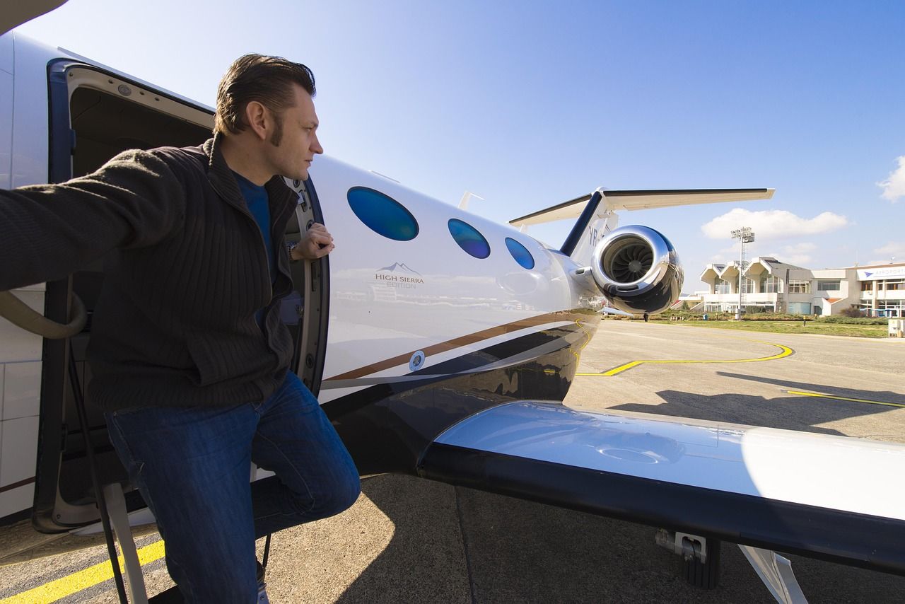 A private jet on the tarmac, representing luxury charter travel to Champagne