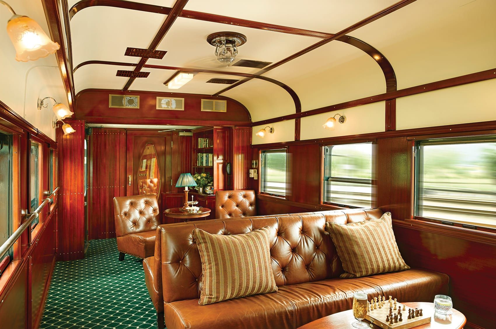 Rovos Rail train winding through the South African countryside